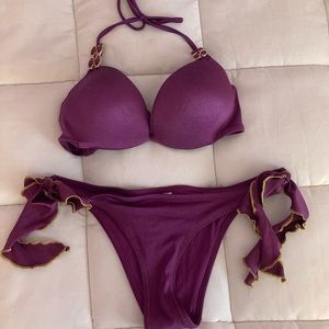 Purple swimsuit bikini set
